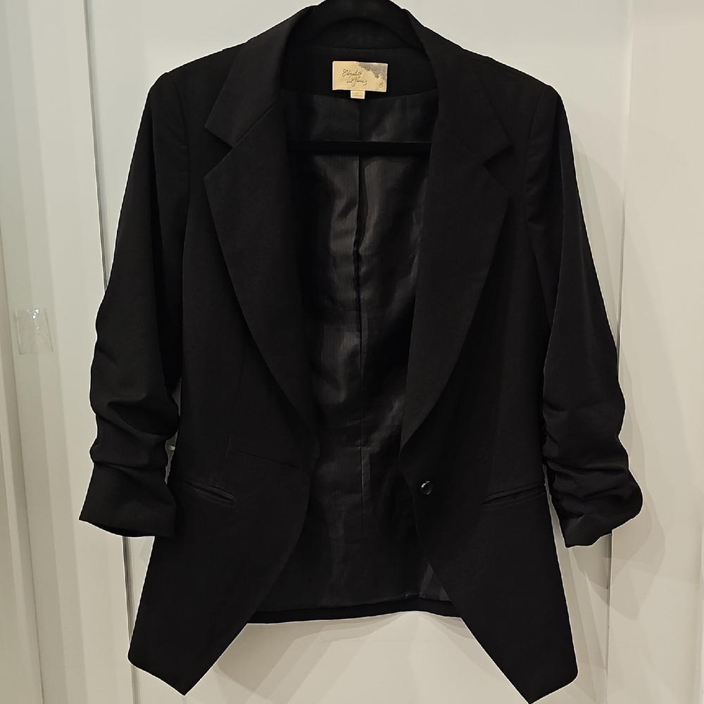 [Like NEW] Elizabeth and James Black Elegant Blazer Ruched Sleeves